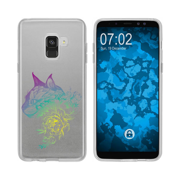 Galaxy A8 Plus (2018) Silikon-Hülle Floral Katze M2-4 Case