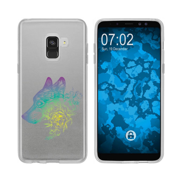 Galaxy A8 Plus (2018) Silikon-Hülle Floral Wolf M3-4 Case