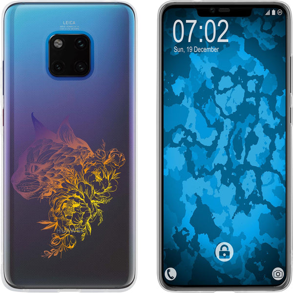 Mate 20 Pro Silikon-Hülle Floral Katze M2-3 Case