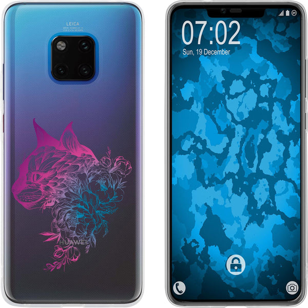 Mate 20 Pro Silikon-Hülle Floral Katze M2-6 Case