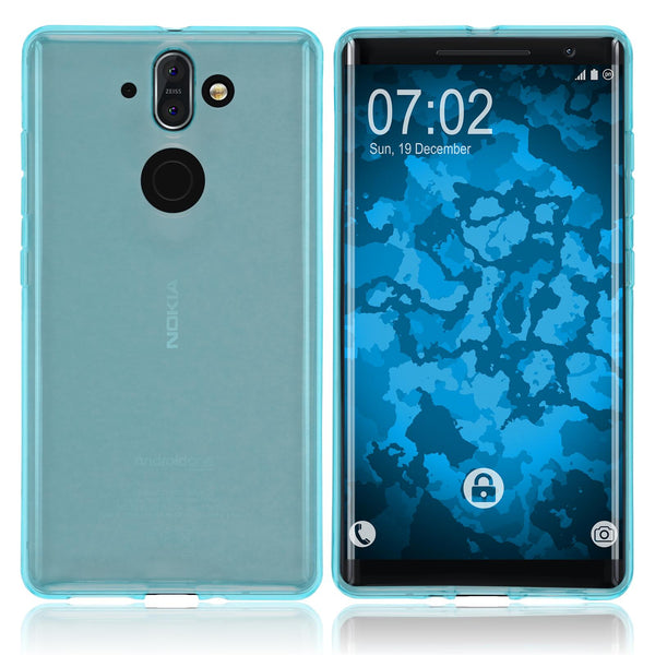 PhoneNatic Case kompatibel mit  Nokia 8 Sirocco - türkis Silikon Hülle transparent Cover