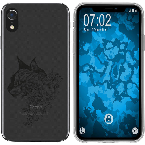 iPhone Xr Silikon-Hülle Floral Katze M2-1 Case