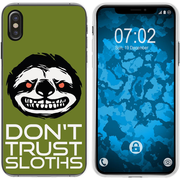 iPhone Xs Max Silikon-Hülle Crazy Animals Faultier M3 Case