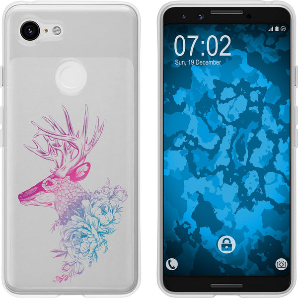 Pixel 3 Silikon-Hülle Floral Hirsch M7-6 Case