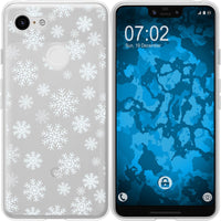 Pixel 3 XL Silikon-Hülle X Mas Weihnachten Schneeflocken M2