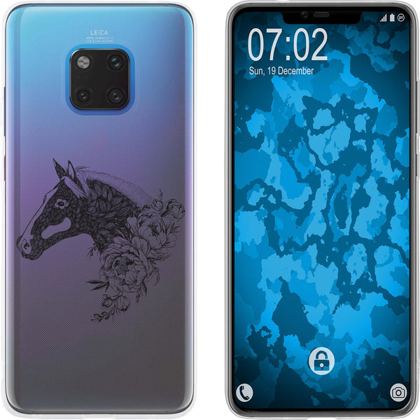 Mate 20 Pro Silikon-Hülle Floral Pferd M5-1 Case