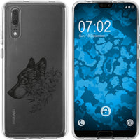 P20 Silikon-Hülle Floral Wolf M3-1 Case