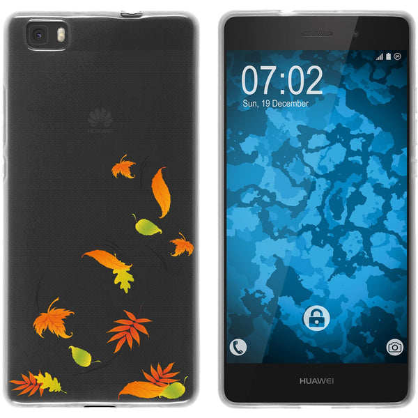 P8 Lite 2015 (1.Gen.) Silikon-Hülle Herbst Blätter/Leaves M1