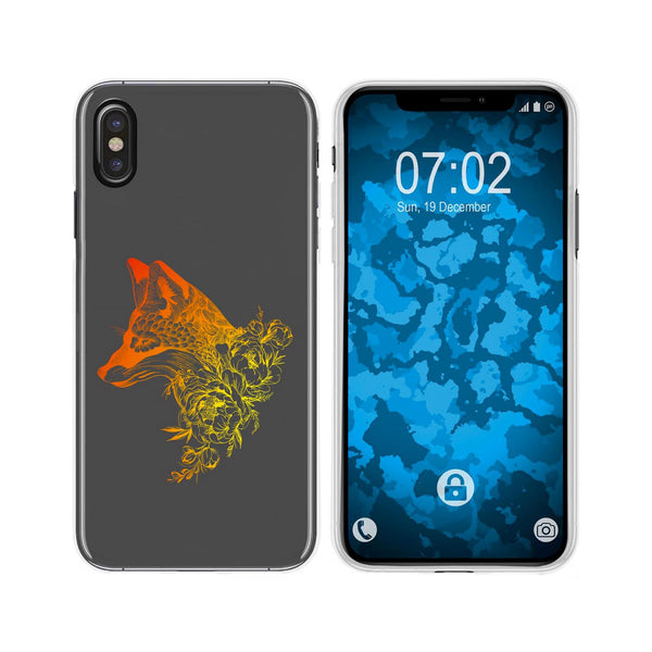 iPhone Xs Max Silikon-Hülle Floral Fuchs M1-2 Case