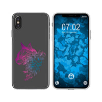 iPhone Xs Max Silikon-Hülle Floral Katze M2-6 Case