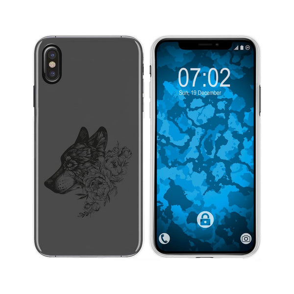 iPhone Xs Max Silikon-Hülle Floral Wolf M3-1 Case