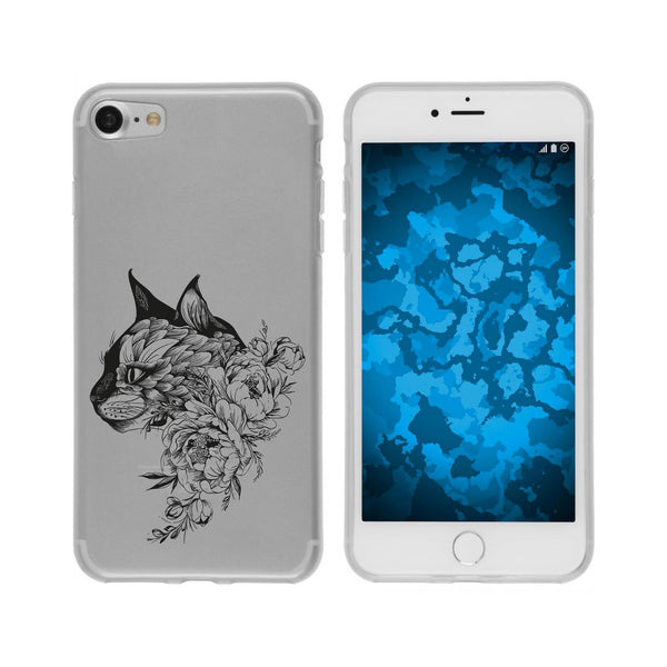 iPhone 6 Plus / 6s Plus Silikon-Hülle Floral Katze M2-1 Case