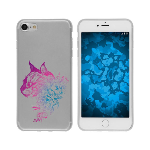 iPhone 6 Plus / 6s Plus Silikon-Hülle Floral Katze M2-6 Case