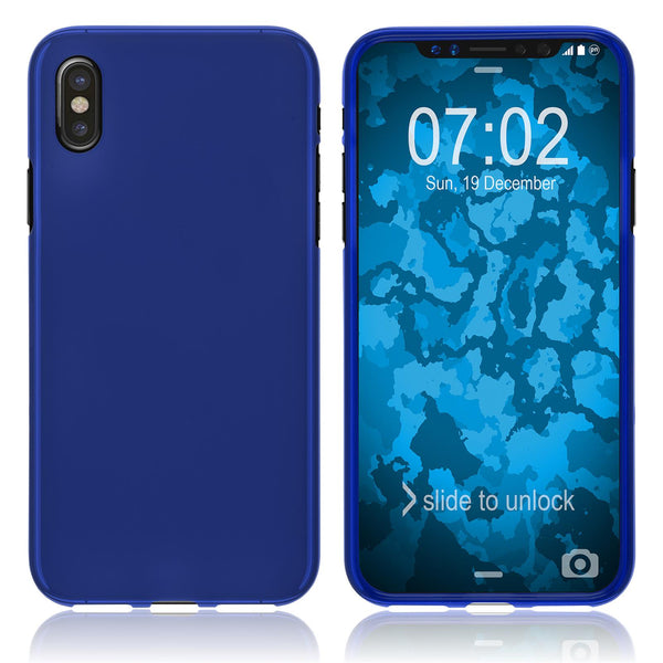 PhoneNatic Case kompatibel mit Apple iPhone Xs Max - blau Silikon Hülle matt Cover