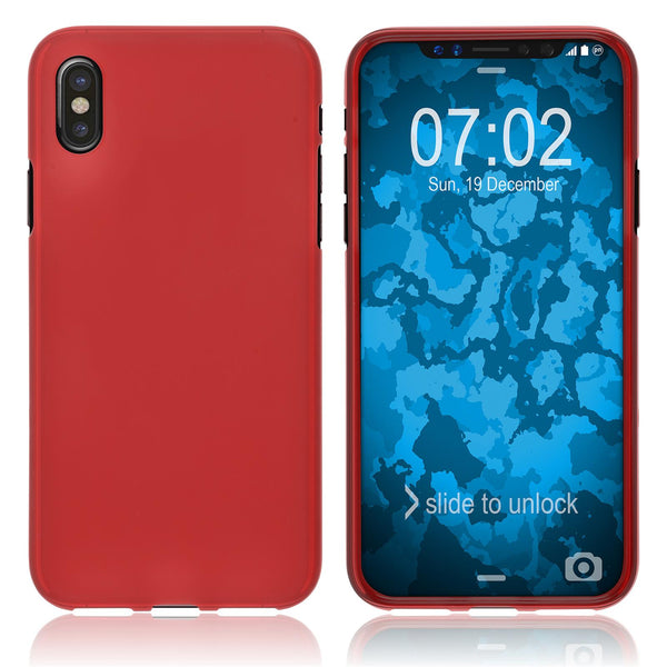 PhoneNatic Case kompatibel mit Apple iPhone Xs - rot Silikon Hülle matt Cover