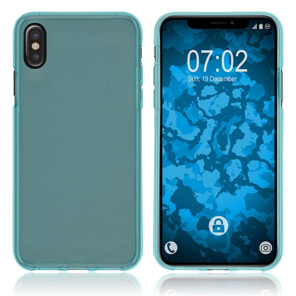 PhoneNatic Case kompatibel mit Apple iPhone Xs - türkis Silikon Hülle transparent Cover