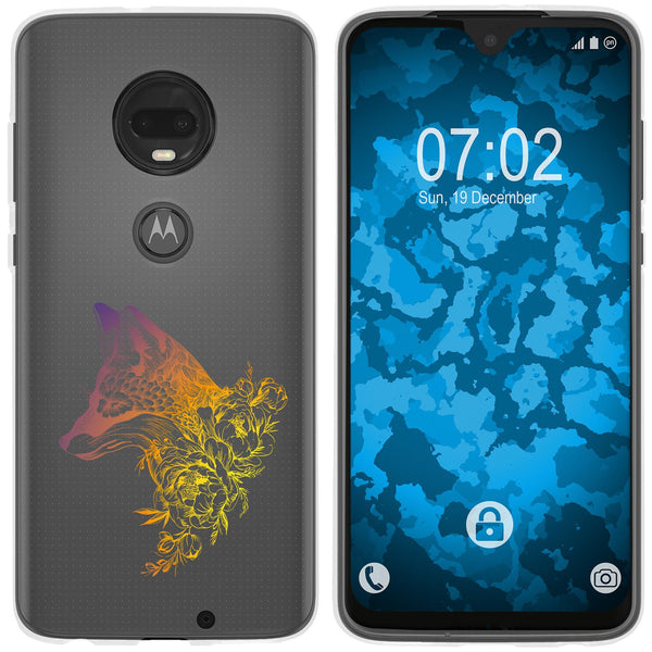 Moto G7 Silikon-Hülle Floral Fuchs M1-3 Case