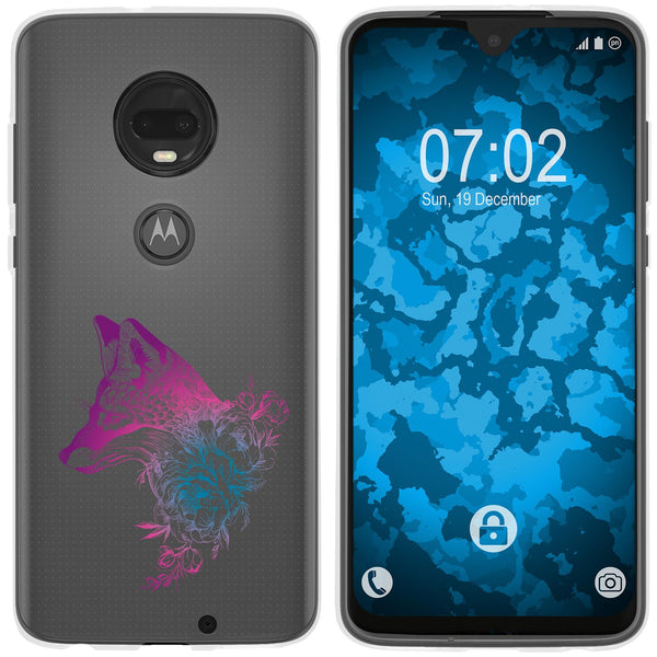 Moto G7 Plus Silikon-Hülle Floral Fuchs M1-6 Case