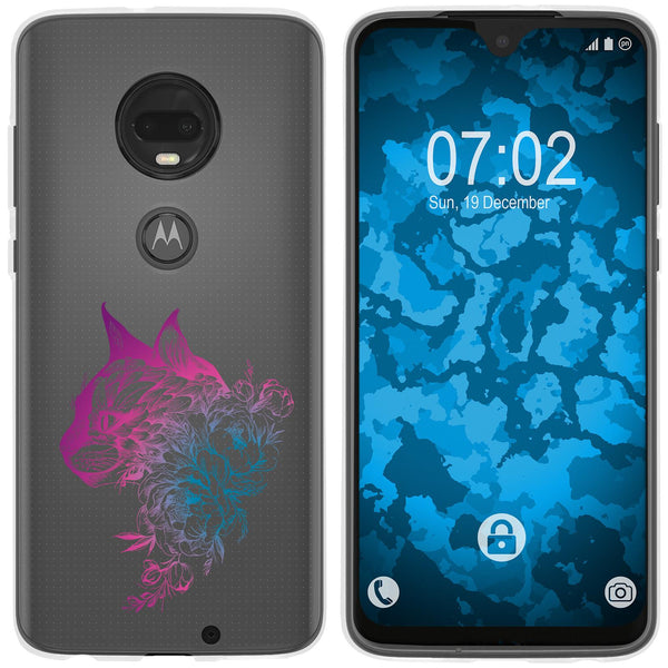 Moto G7 Silikon-Hülle Floral Katze M2-6 Case