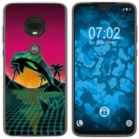 Moto G7 Plus Silikon-Hülle Retro Wave Delphin M1 Case