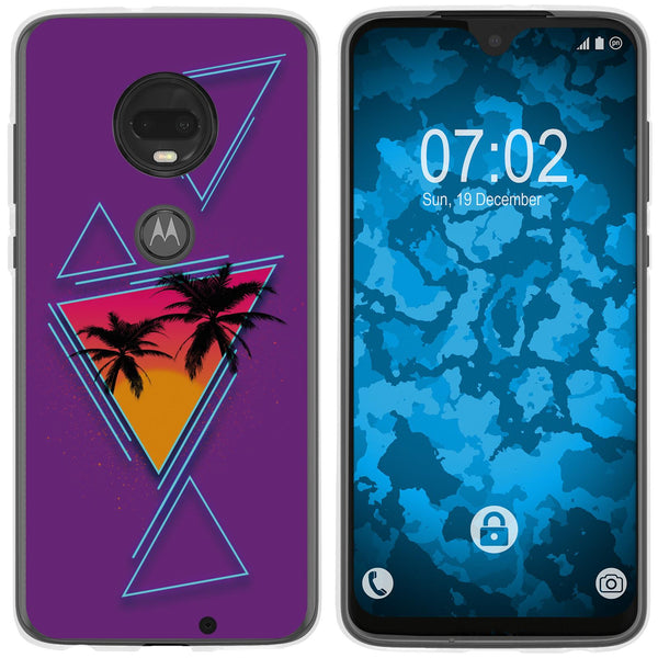 Moto G7 Silikon-Hülle Retro Wave Palmen M3 Case