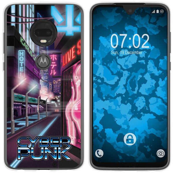 Moto G7 Silikon-Hülle Retro Wave Cyberpunk.01 M4 Case