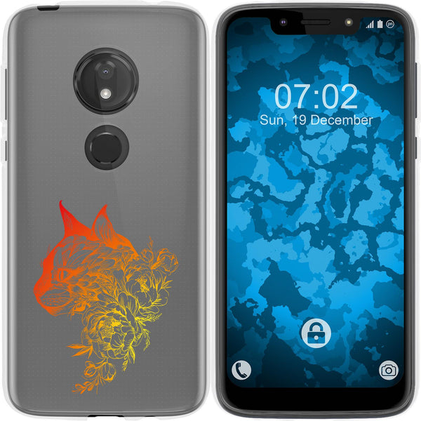 Moto G7 Play Silikon-Hülle Floral Katze M2-2 Case