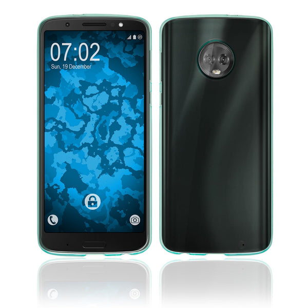 PhoneNatic Case kompatibel mit Lenovo Moto G6 Plus - türkis Silikon Hülle transparent Cover