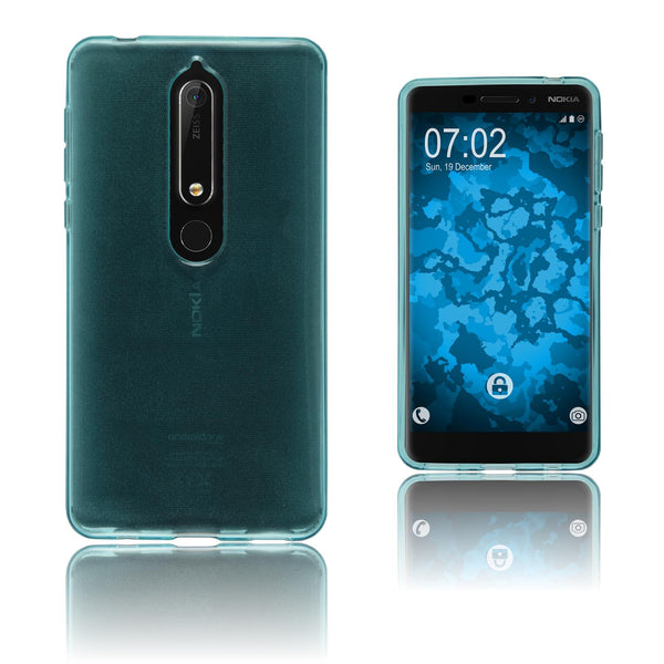 PhoneNatic Case kompatibel mit  Nokia 6.1 (2018) - türkis Silikon Hülle transparent Cover