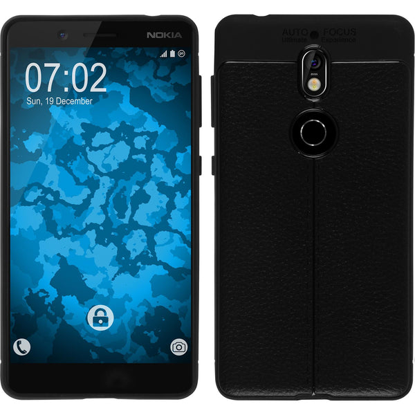 PhoneNatic Case kompatibel mit  Nokia 7 - schwarz Silikon Hülle Lederoptik Cover