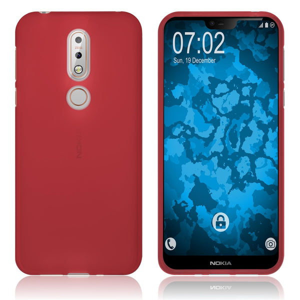 PhoneNatic Case kompatibel mit  Nokia 7.1 - rot Silikon Hülle matt Cover