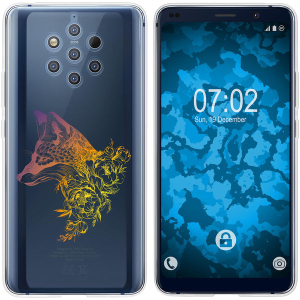 Nokia 9 PureView Silikon-Hülle Floral Fuchs M1-3 Case