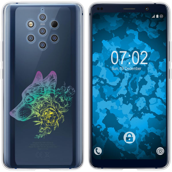 Nokia 9 PureView Silikon-Hülle Floral Wolf M3-4 Case