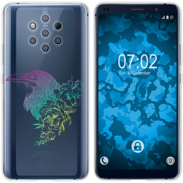 Nokia 9 PureView Silikon-Hülle Floral Rabe M4-4 Case