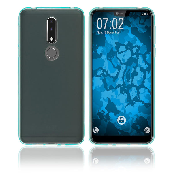 PhoneNatic Case kompatibel mit  Nokia 7.1 - türkis Silikon Hülle transparent Cover