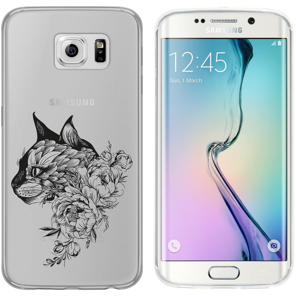 Galaxy S6 Edge Silikon-Hülle Floral Katze M2-1 Case