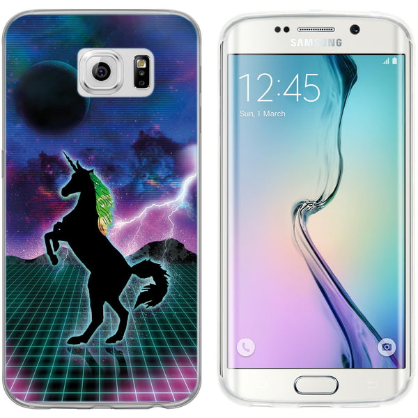 Galaxy S6 Edge Silikon-Hülle Retro Wave Einhorn M2 Case