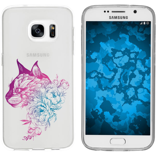 Galaxy S7 Silikon-Hülle Floral Katze M2-6 Case