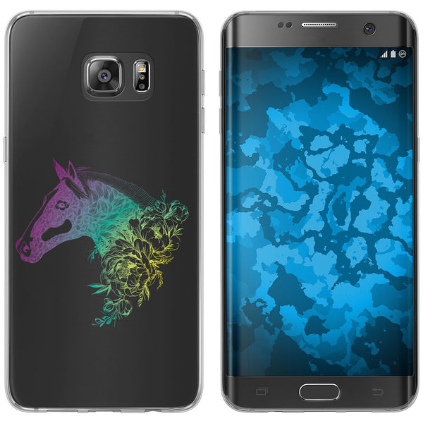 Galaxy S7 Edge Silikon-Hülle Floral Pferd M5-4 Case