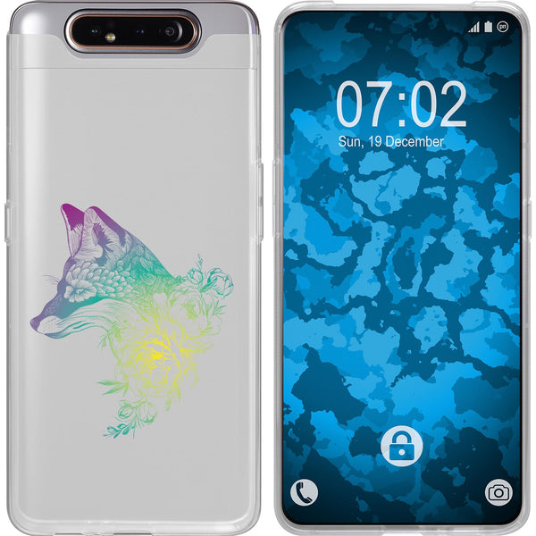 Galaxy A80 Silikon-Hülle Floral Fuchs M1-4 Case