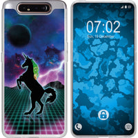 Galaxy A80 Silikon-Hülle Retro Wave Einhorn M2 Case