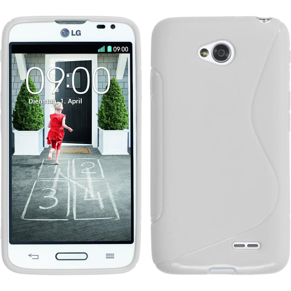 PhoneNatic Case kompatibel mit LG L70 - weiß Silikon Hülle S-Style + 2 Schutzfolien