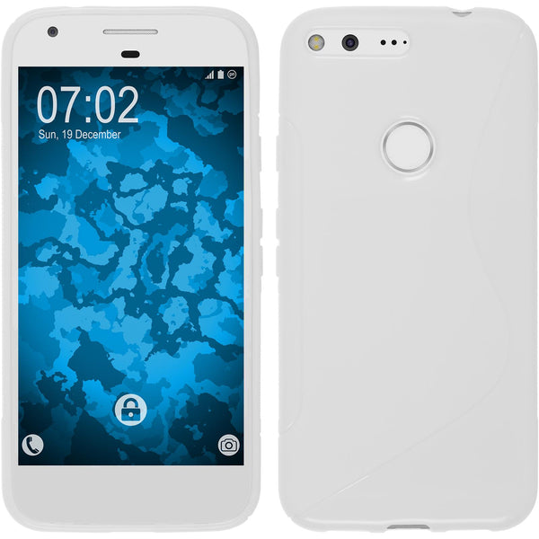 PhoneNatic Case kompatibel mit Google Pixel XL - weiß Silikon Hülle S-Style + 2 Schutzfolien