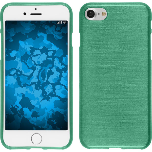 PhoneNatic Case kompatibel mit Apple iPhone 7 / 8 / SE 2020 - grün Silikon Hülle brushed + 2 Schutzfolien