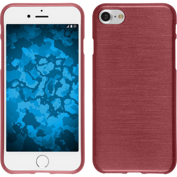 PhoneNatic Case kompatibel mit Apple iPhone 7 / 8 / SE 2020 - rosa Silikon Hülle brushed + 2 Schutzfolien