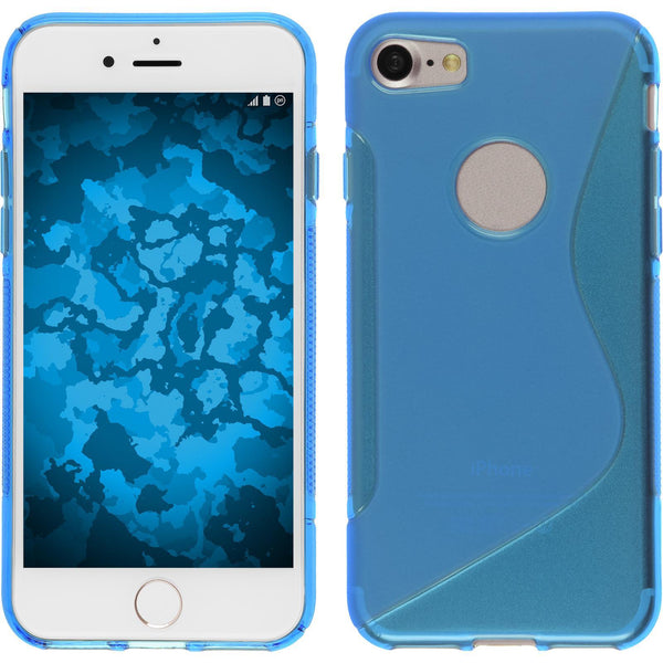 PhoneNatic Case kompatibel mit Apple iPhone 7 / 8 / SE 2020 - blau Silikon Hülle S-Style + 2 Schutzfolien