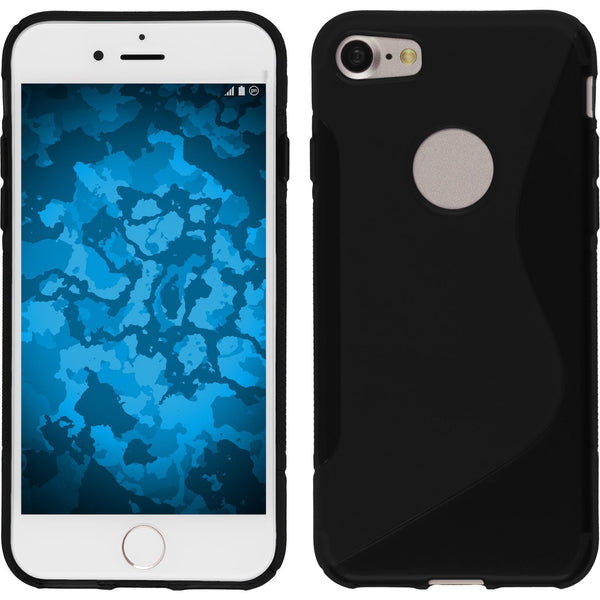 PhoneNatic Case kompatibel mit Apple iPhone 7 / 8 / SE 2020 - schwarz Silikon Hülle S-Style + 2 Schutzfolien