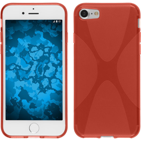 PhoneNatic Case kompatibel mit Apple iPhone 7 / 8 / SE 2020 - rot Silikon Hülle X-Style + 2 Schutzfolien