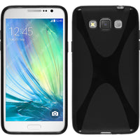 PhoneNatic Case kompatibel mit Samsung Galaxy Grand 3 - schwarz Silikon Hülle X-Style + 2 Schutzfolien