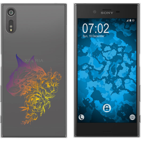 Xperia XZs Silikon-Hülle Floral Katze M2-3 Case